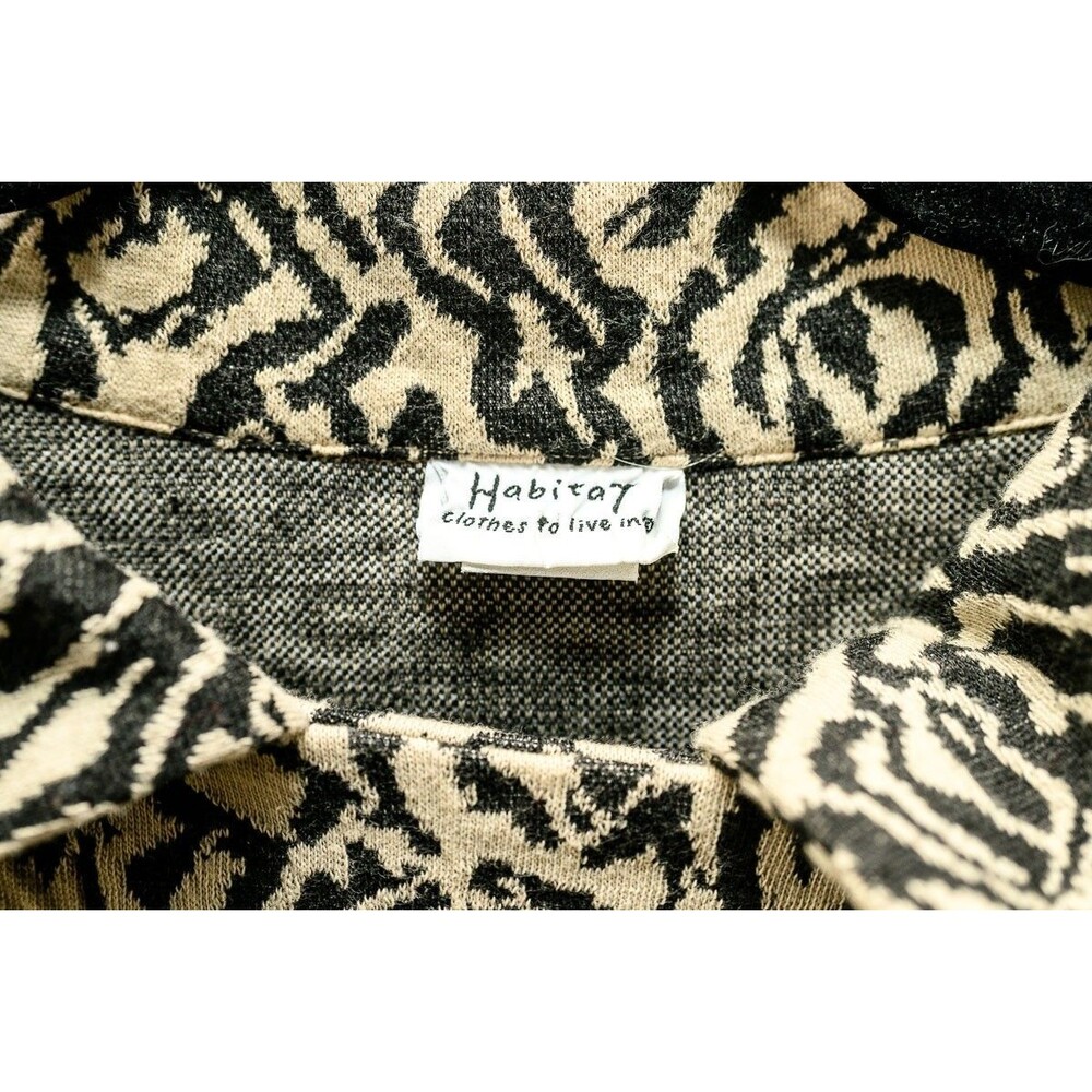 Habitat black tan abstract floral 2 button jacket blazer XL art to wear artsy - Picture 2 of 6